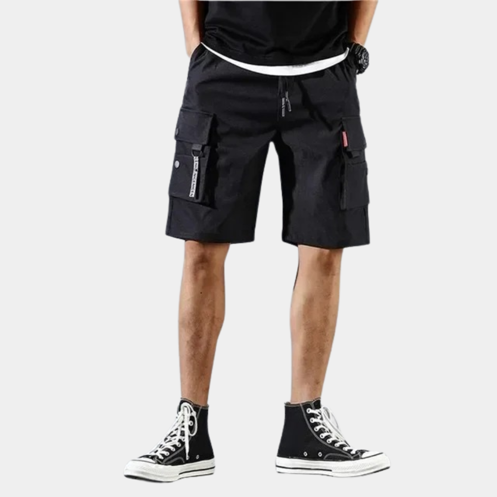 Zwarte cargo shorts met zakken voor heren