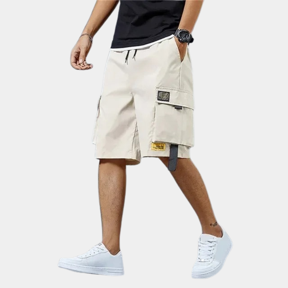 Khaki cargo shorts met zakken voor heren