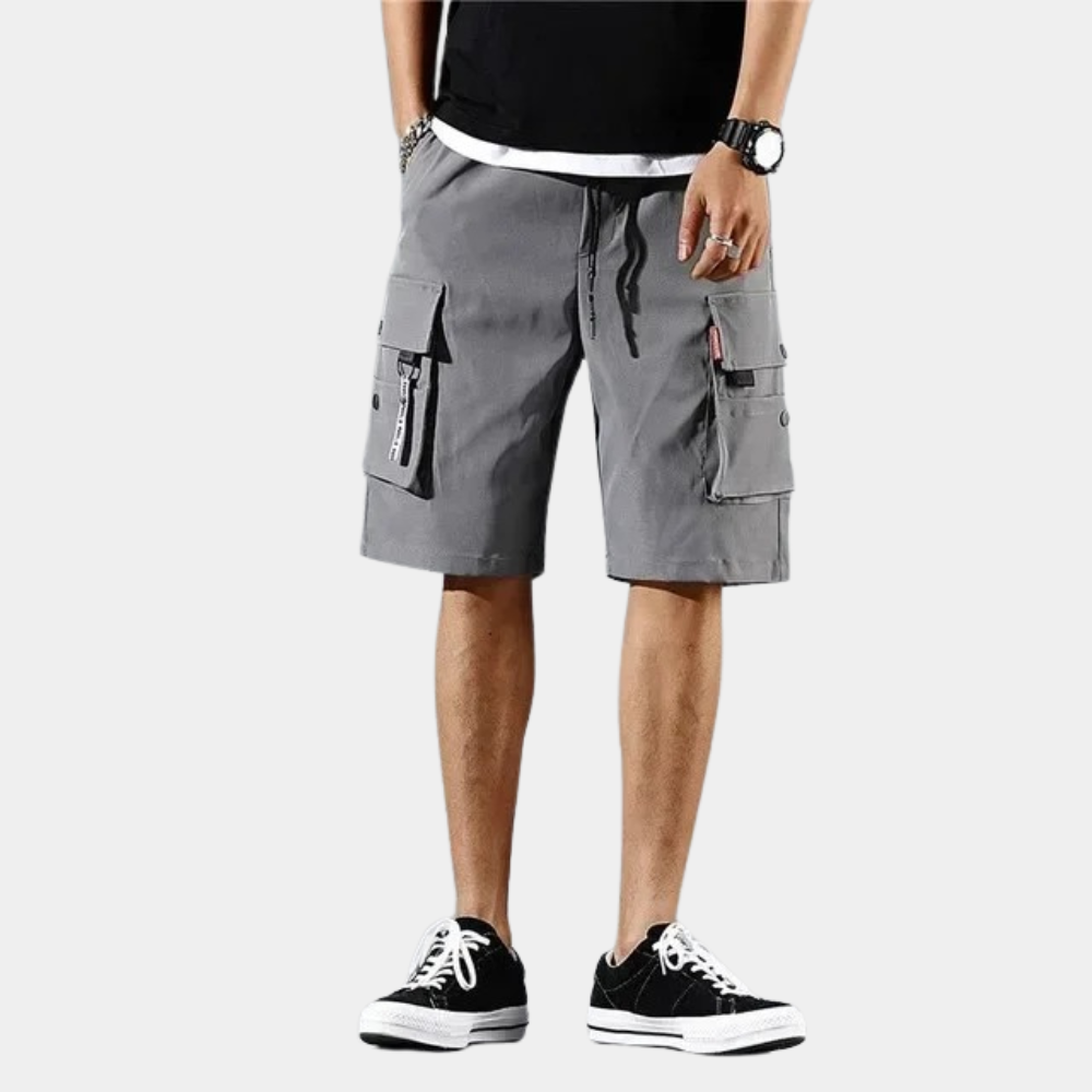 Grijze cargo shorts met zakken voor heren