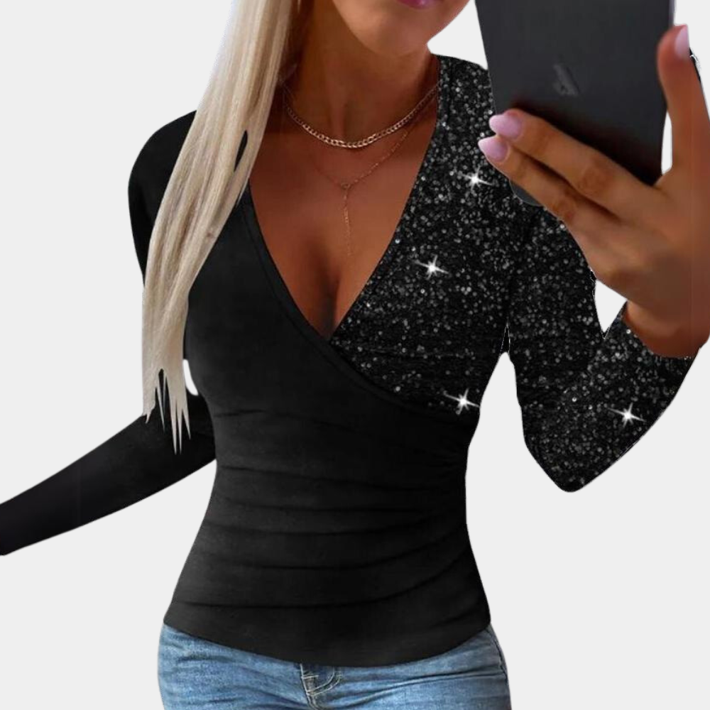 Bibiana - Dames Top met Glitter Pailletten