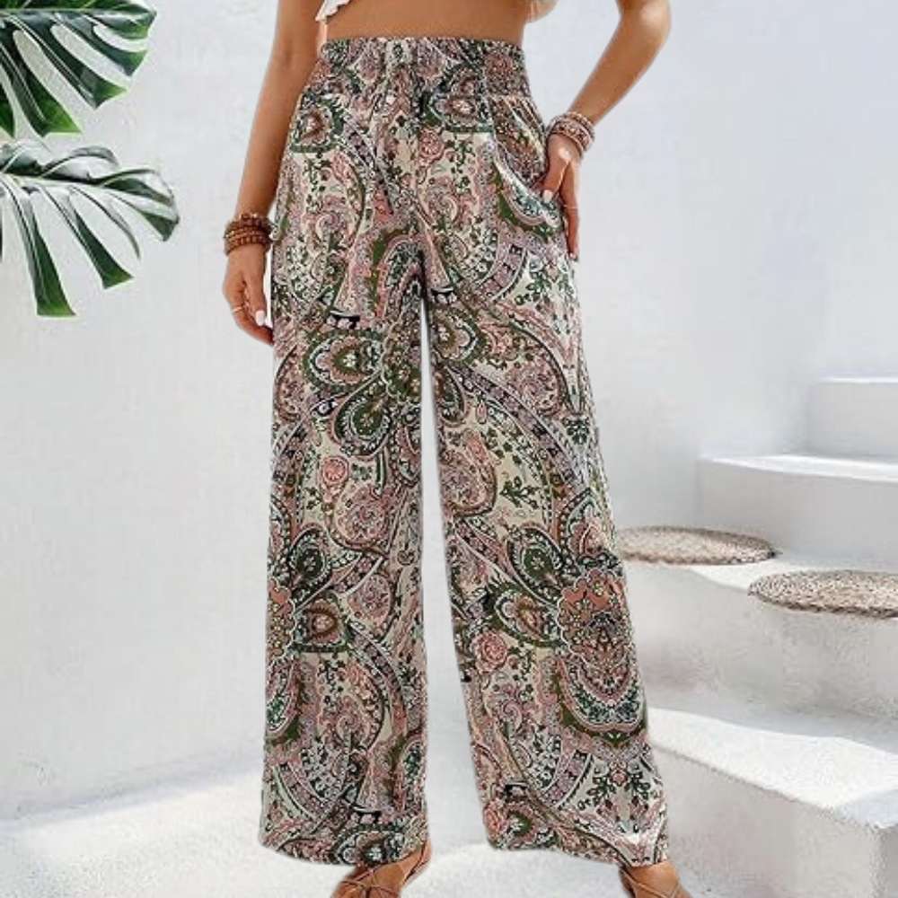 Reina - Bohemian Zomerbroek met Wijde Pijpen