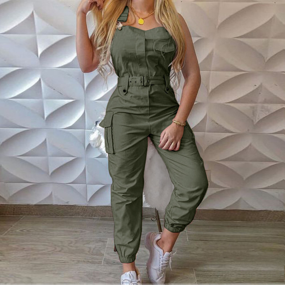 Josette - Stijlvolle dames jumpsuit met cargo details en riem