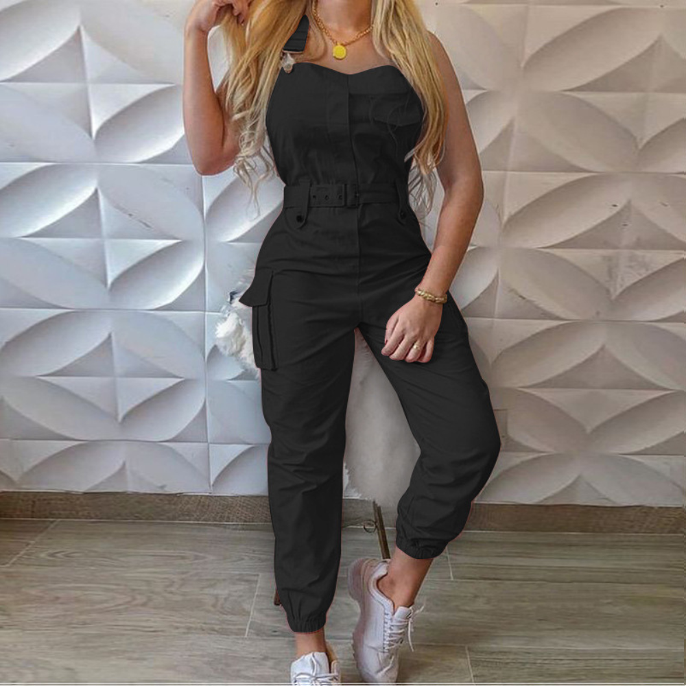 Josette - Stijlvolle dames jumpsuit met cargo details en riem