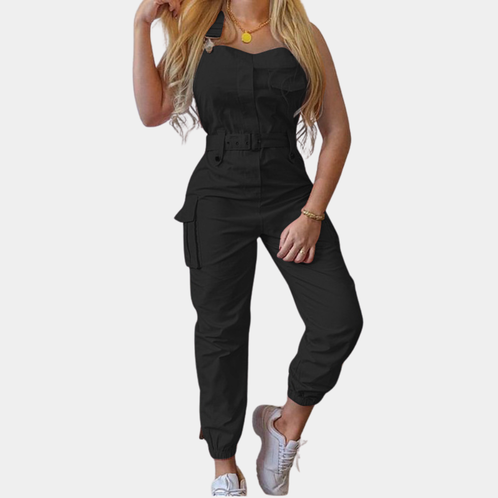 Josette - Stijlvolle dames jumpsuit met cargo details en riem