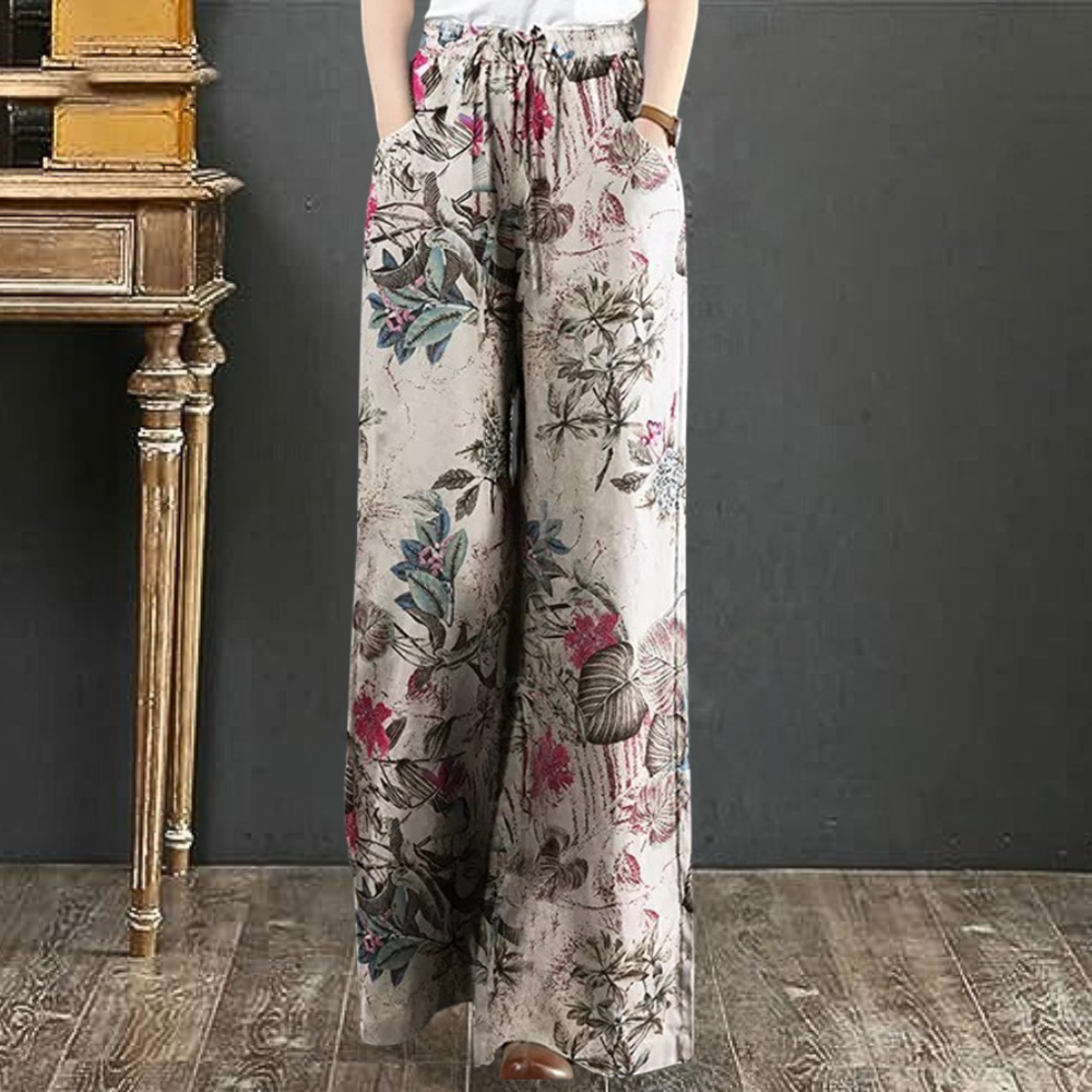 Kirsi - Modieuze wijde broek met bloemenprint