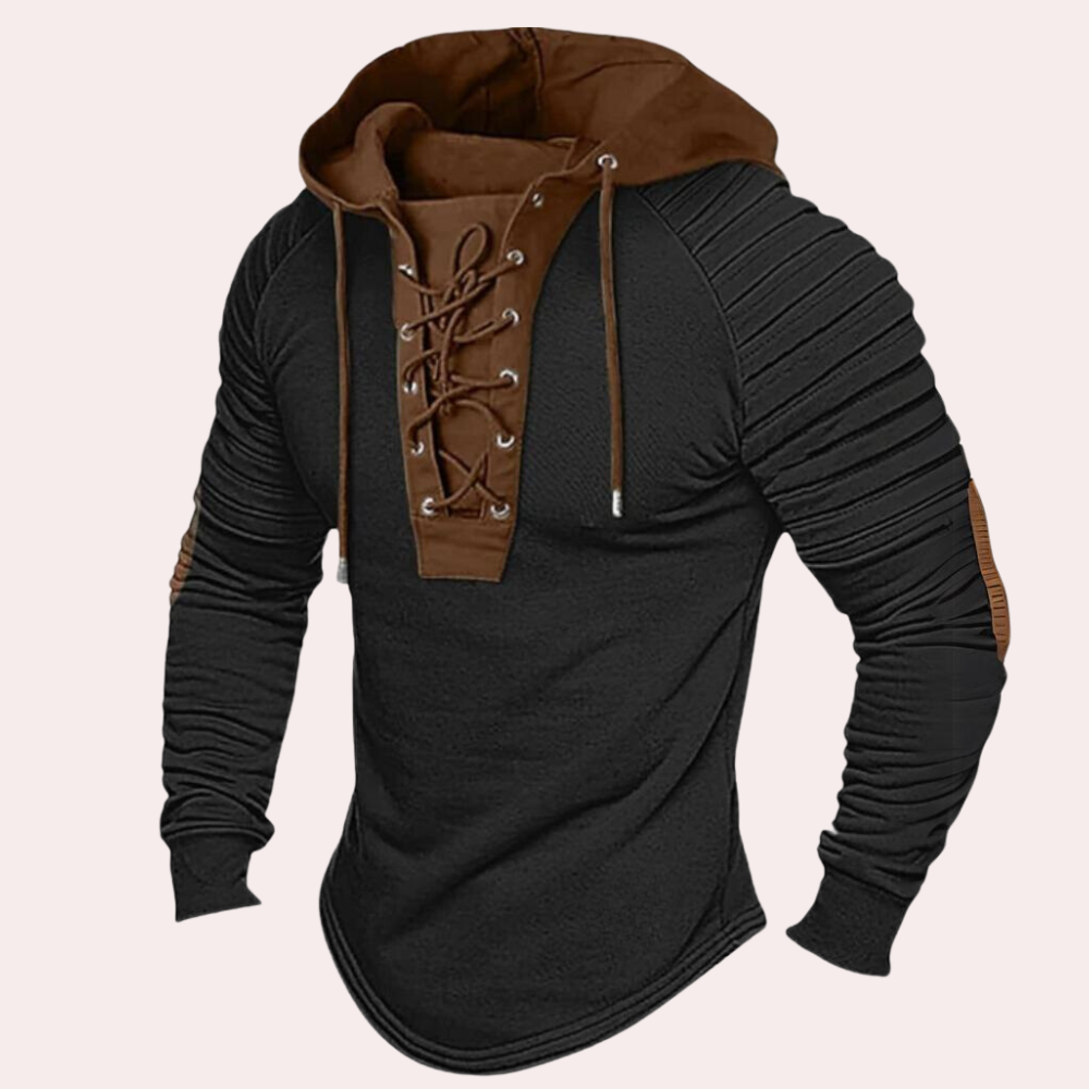 Jerico - Modieus heren sweatshirt met vetersluiting en capuchon