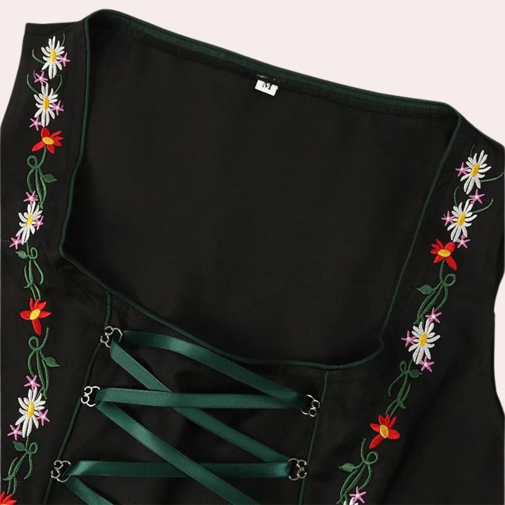 Andrina - Geborduurde Bloemen Dames Oktoberfest Jurk