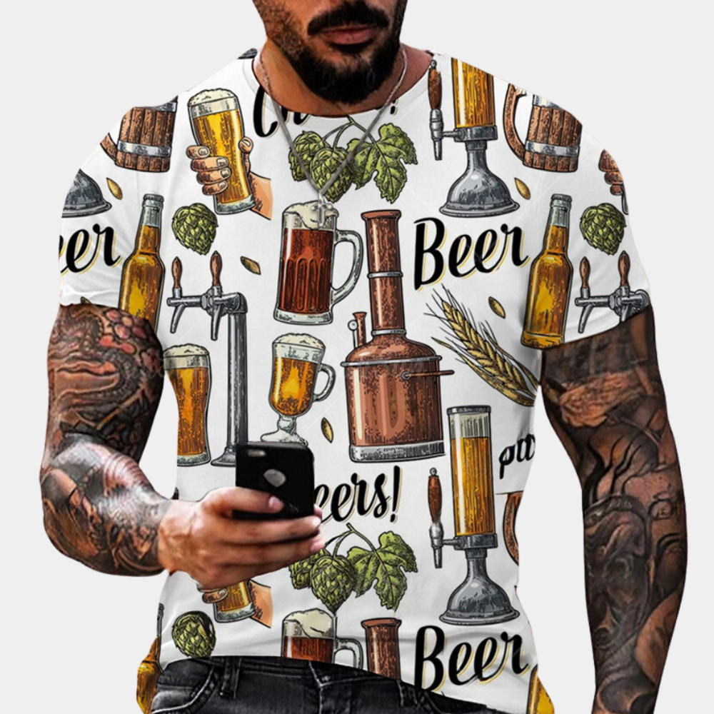 Nikos - Comfortabel Oktoberfest grafisch T-shirt voor heren