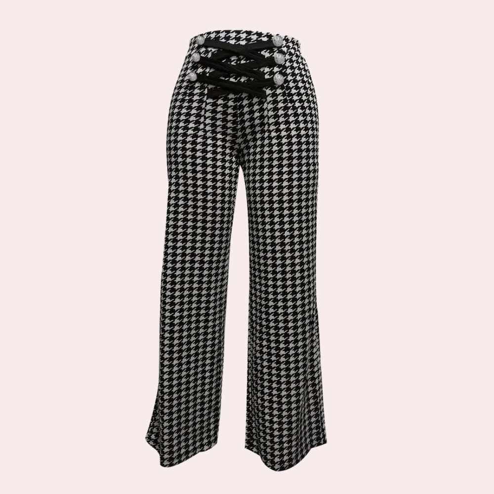 Zahara - vrijetijds houndstooth broek voor dames