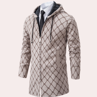 Thanasis - Luxe lang vest met capuchon voor mannen