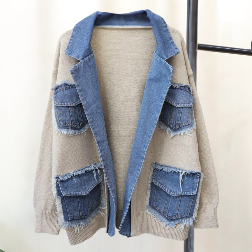 Hadria - Uniek gebreid denim vest voor dames