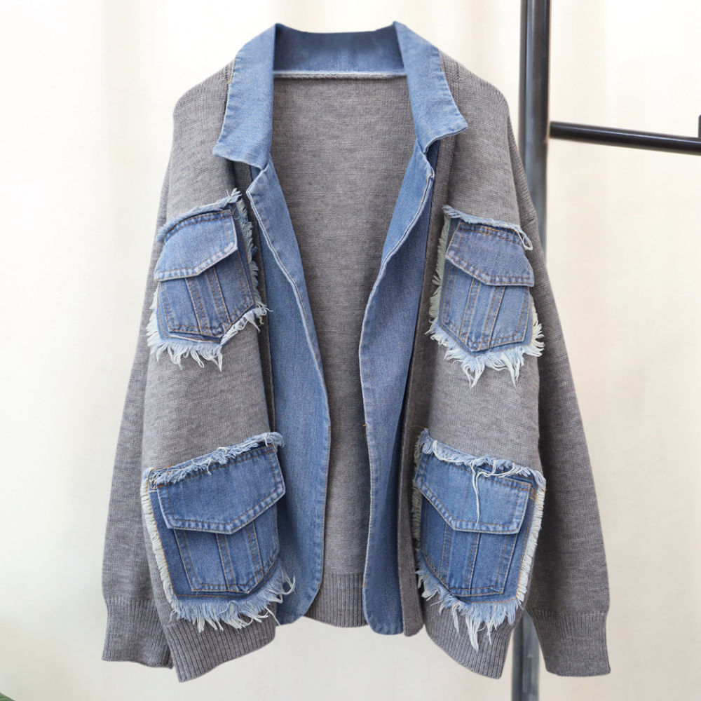 Hadria - Uniek gebreid denim vest voor dames