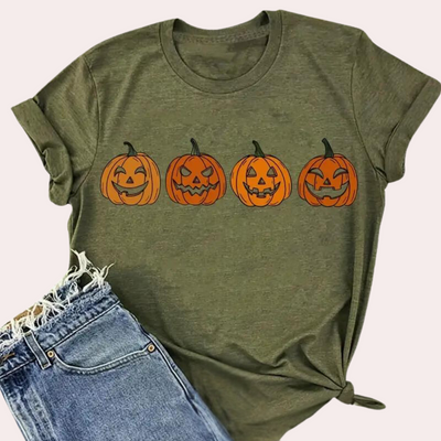 Maco - Comfortabel Halloween Pompoen T-shirt voor dames