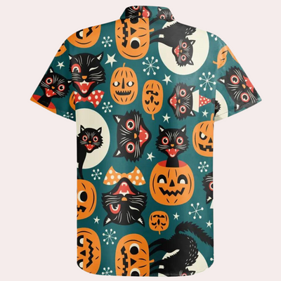 Joaquin - Casual Herenshirt met Vrolijk Halloween Cartoon