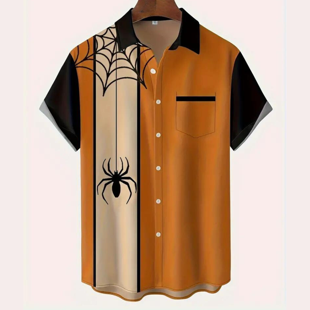 Sandis - Halloween T-shirt met vet spinnenwebdesign voor mannen