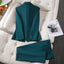 Achterkant groene dress blazer set en broek voor dames