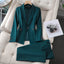 Voorkant groene dress blazer set en broek voor dames