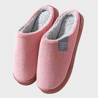 Roze gevoerde pantoffels voor dames